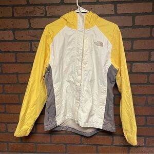 The North Face Womens White, Yellow and Gray Full Zip Rain Jacket Size Medium
